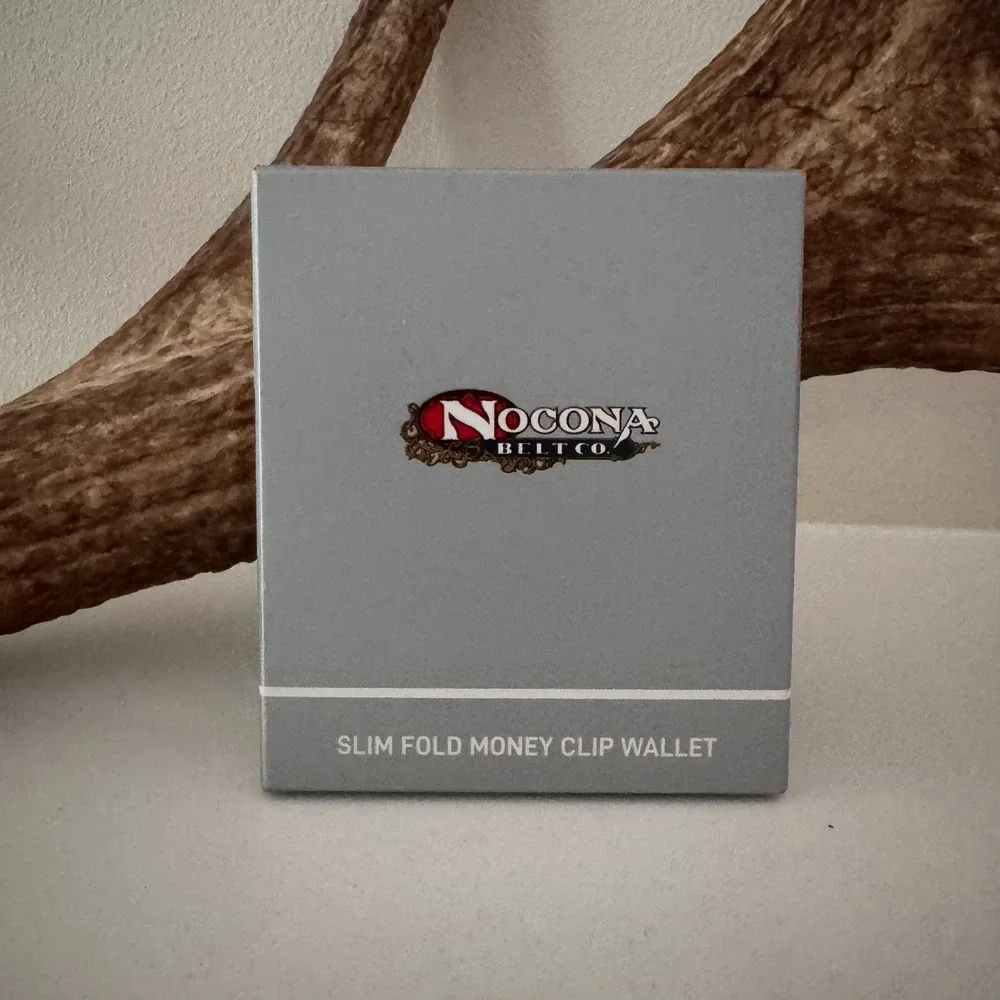 Nocona Mens Slim Fold Money Clip Wallet Brown Tooled Leather Western N5415602
